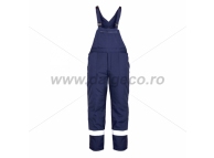 Pantaloni de iarna cu pieptar si benzi reflectorizante PILZEN BLUE 9062B-L